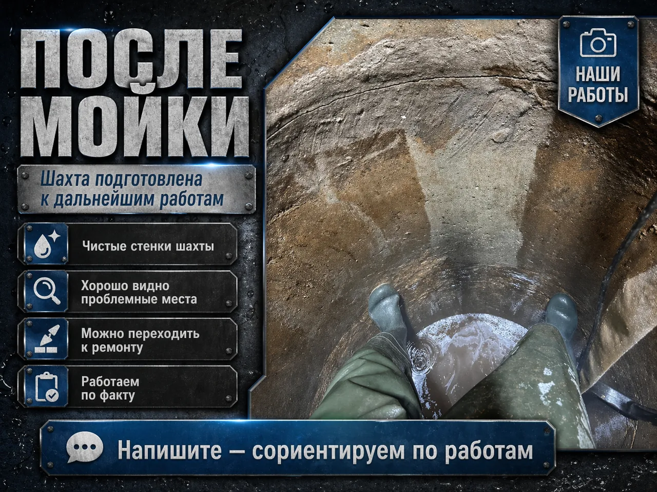 Комплексная чистка в Московской области — После работ — Колодец после мойки и очистки