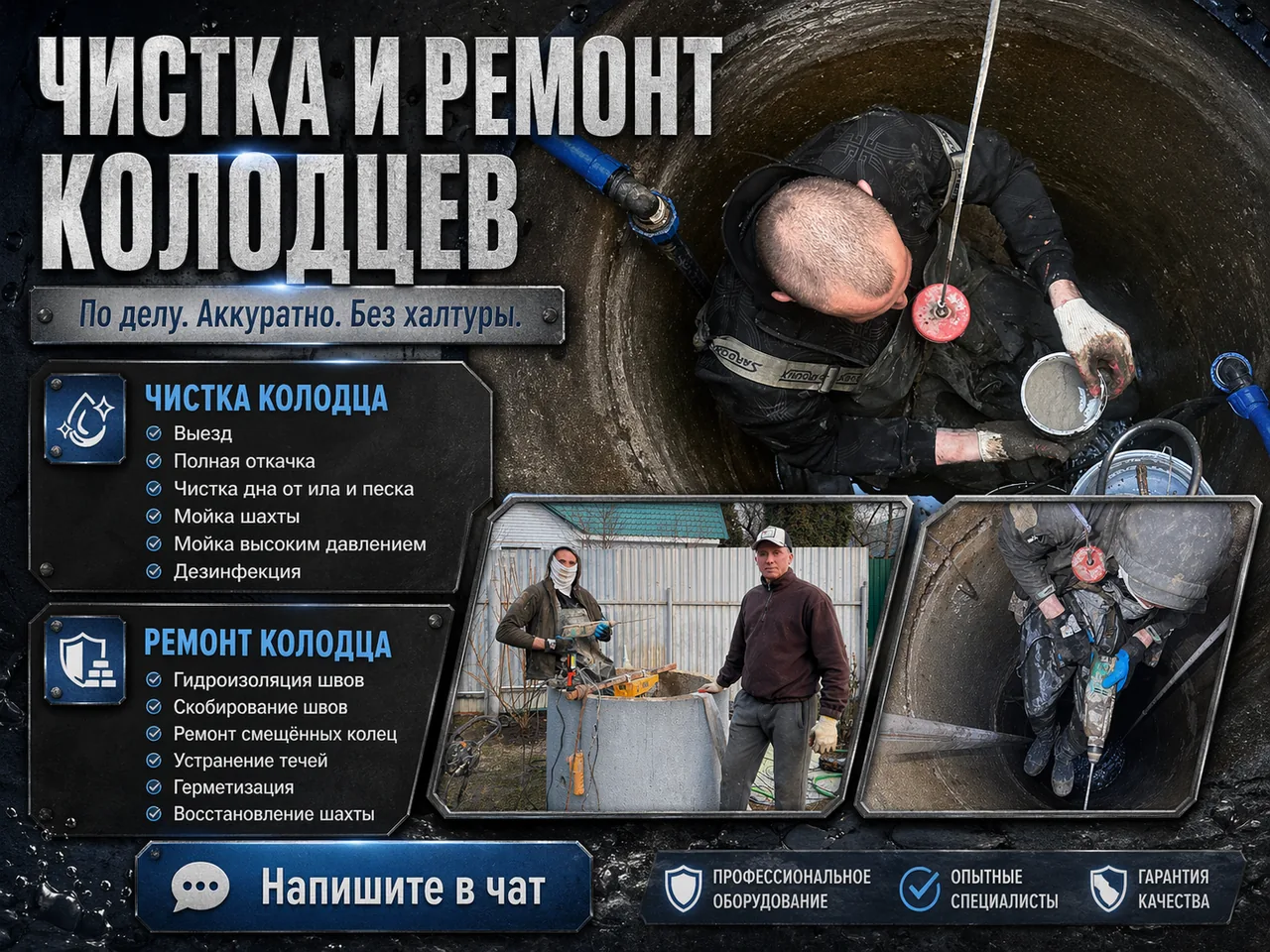 Основная чистка колодца перед обслуживанием — Чистка колодцев в Московской области